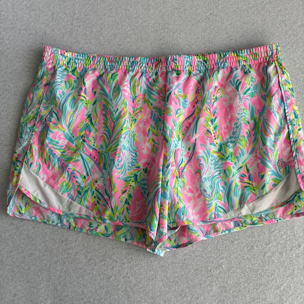 Womens Lilly Pulitzer Luxletic Ocean Trail Athletic Shorts XL Gym Running Casual